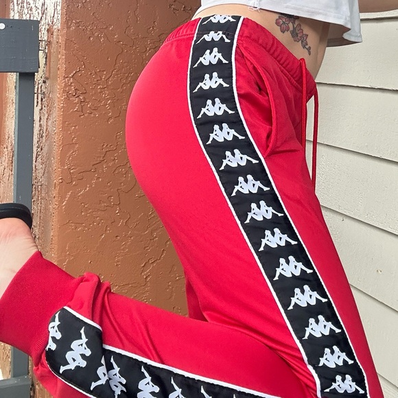 Y2K Streetwear Kappa Red White Black Jogger Japanese - Picture 3 of 3